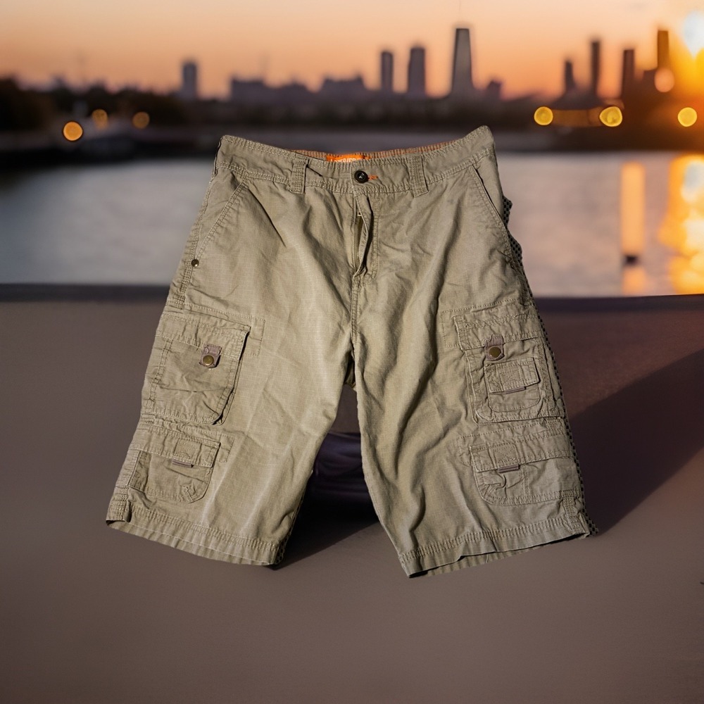Lazer  Rip Stop Cargo Shorts 32 Khaki Y2K Skater Preppy